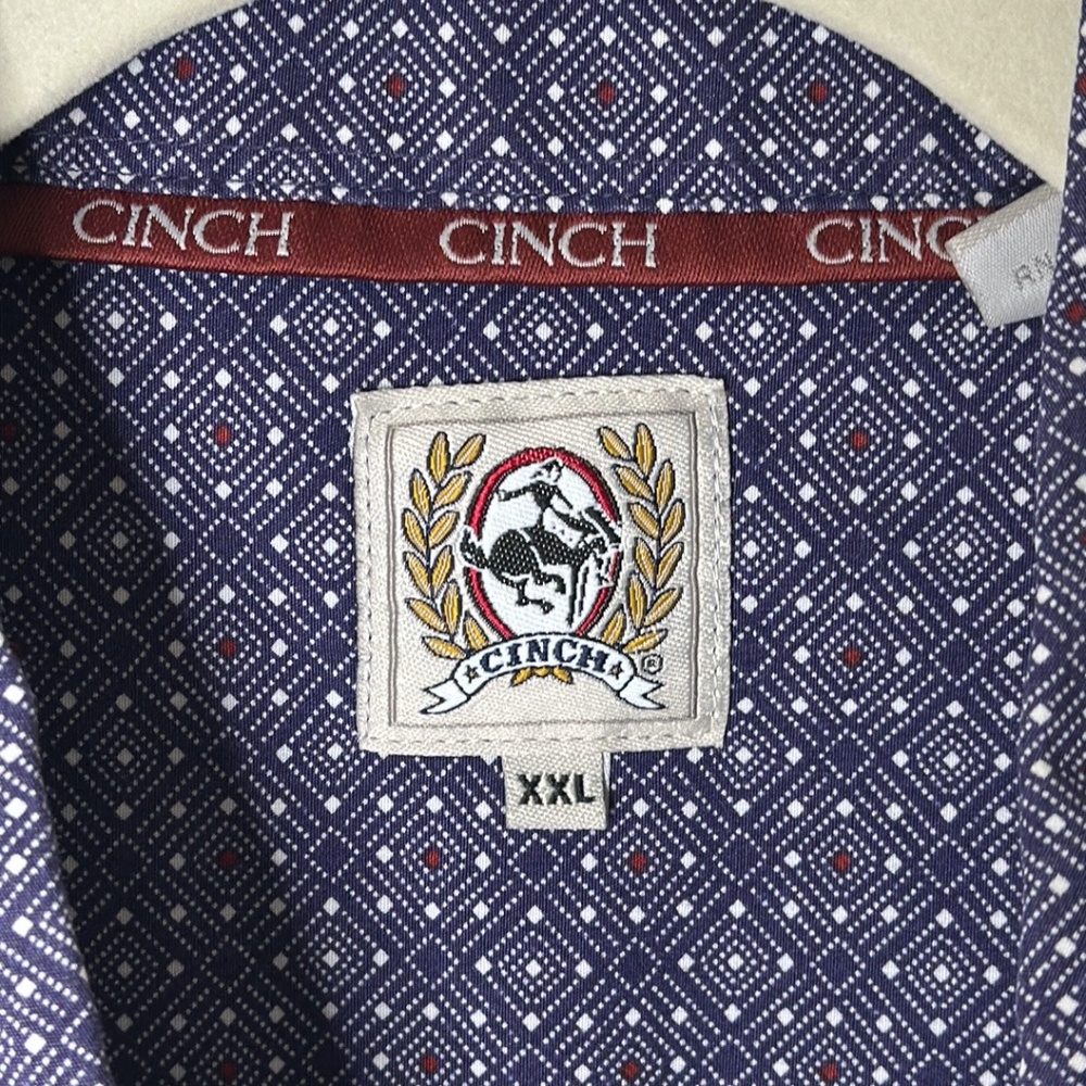 Cinch Blueish Purple/Red/White Print Cotton Long Sleeve Button Down Shirt XXL - Picture 8 of 9